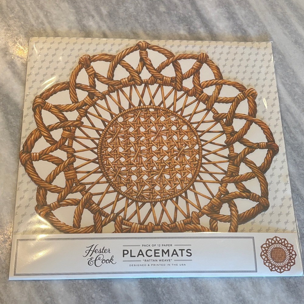 Hester & Cook Paper Placemats Rattan Weave Hester and Cook